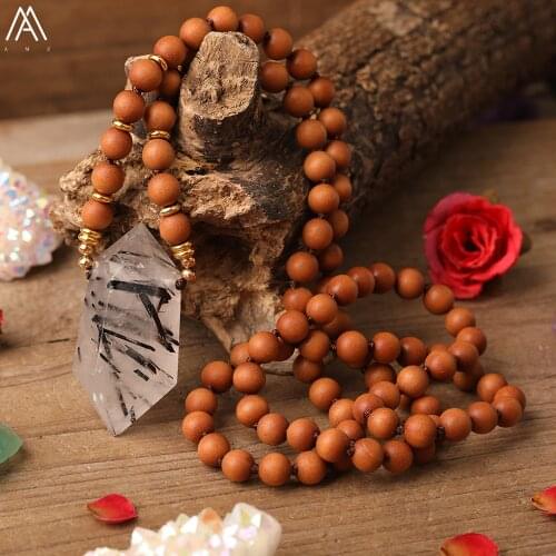 Classic Women Healing Jewelry Fragrant Sandalwood Wooden Beads Yoga Meditation Necklace For Women Handmade Necklace Jewelry 32
