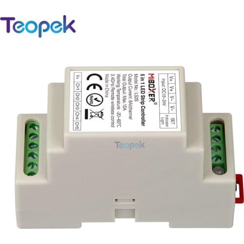 MiBoxer LS2S 5 IN 1 LED Strip Controller DIN Rail DC12V~24V Common anode Connection for Single Color CCT RGBW RGB+CCT led strip