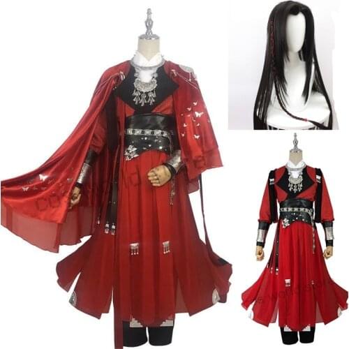 Tian Guan Ci Fu Xie Lian Cosplay Costume Red Ghost King Black Long Cloak Outfit Halloween Carnival Party Nether Clothes Hanfu