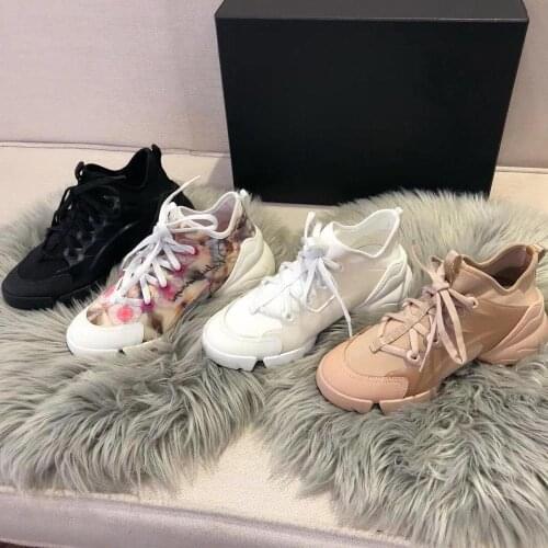 New Spring & Autumn Women Shoes Fashion Printed Flower Daddy Shoes Summer Breathable Casual Shoes Student Sneakers Single Shoes