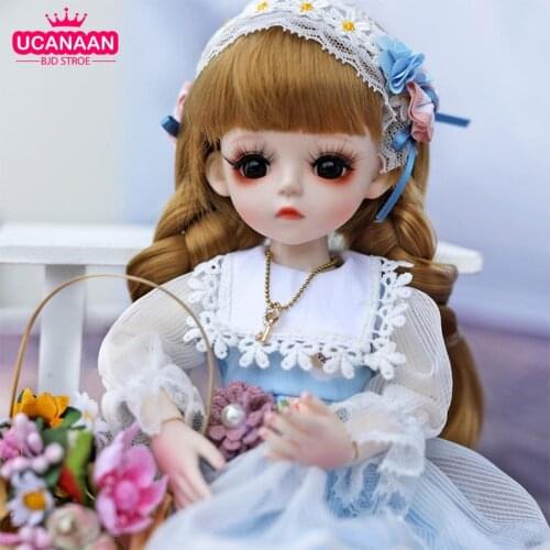 UCanaan BJD Doll 30CM 1/6 18 Ball Jointed Dolls Girls Changeable Eyes Doll With Full Outfits Dress Wig Shoes Dress UP Toys