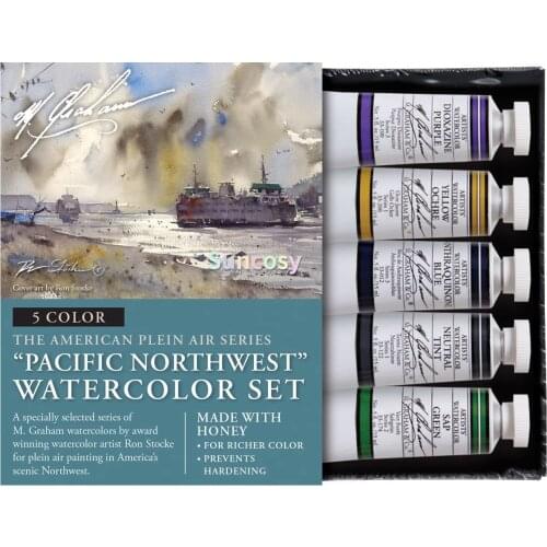 M. Graham Watercolor Set, Pacific Northwest 5 Color Watercolor Set, 15ml