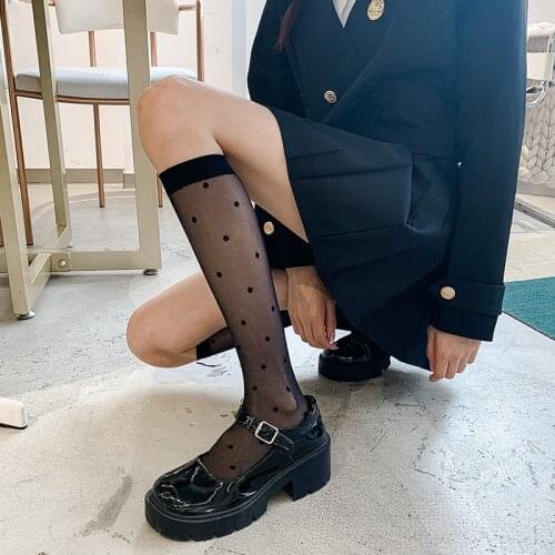 Fashion sexy Dots high knee socks long socks women transparent High elastic stockings Kawaii socks