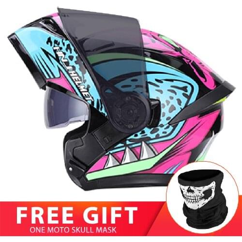 Motorcycle Helmet Pink Modular Flip Up Helmet Dual Lens Motocross Moto Helmet Motorbike Racing Casque Capacete Women Send Gift