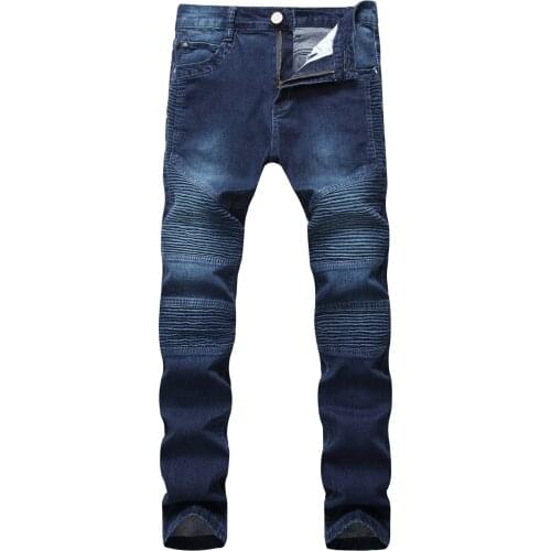 Hi-Street Mens Ripped Rider Biker Jeans Motorcycle Slim Fit Washed Black Grey Blue Denim Pants Joggers Skinny Men