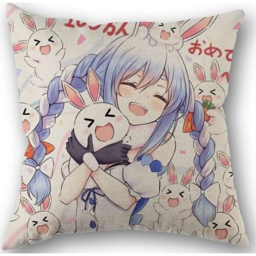 Anime Girl Usada Pekora Cushion Pillow Tent,Office,Home Cotton Linen Zippered Pillowcase Family Home Accessories Customizable