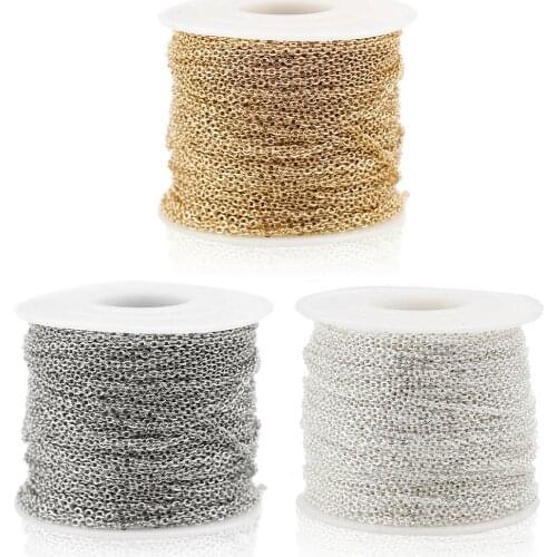 100m/roll Silver/Gold/Platinum/Bronze Color Unwelded Oval Iron Cross Chains for DIY Necklace Bracelet Jewelry Making Materials