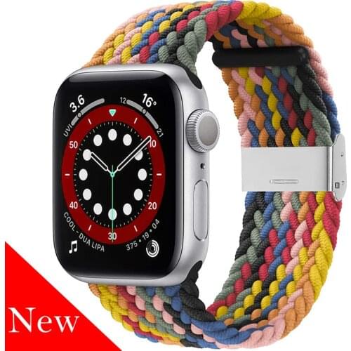 Nylon Braided For Apple Watch iWatch Bands Series 6 SE Solo Loop Stretchable Adjustable Sport Wristband apple watch band luxury