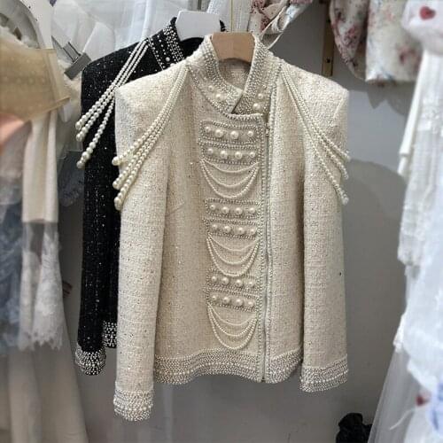 Fragrant wind of New new fund winters designer duds heavy set auger nail bead female fashion coat can customized big size