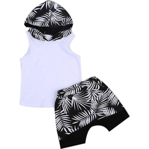 Newborn Kids Baby Boy Hooded Coat T-shirt Tops + Shorts Pants Outfits Set