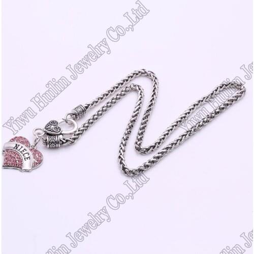 Zinc Alloy Hearts Metal Family Member Pendant Necklace NIECE