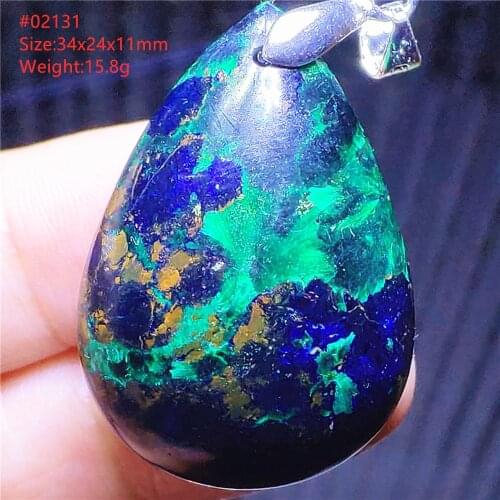 Natural Green Azurite Malachite Lapis Lazuli Pendant Strong Powerful Energy Women Men Water Drop Rectangle Necklace AAAAA