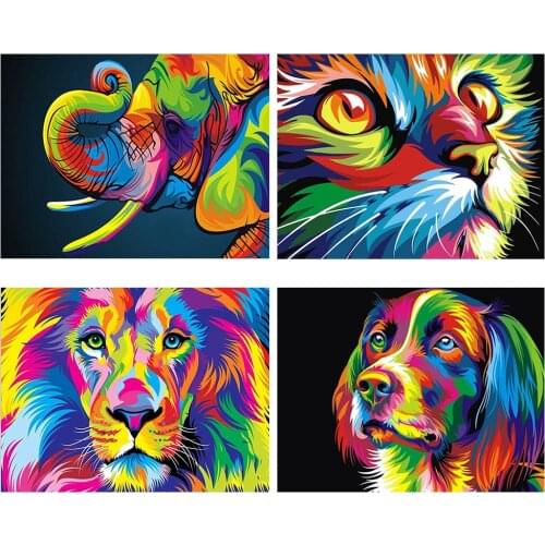 Full Square Diamond 5D DIY Diamond Painting "Colorful Animals" 3D Embroidery Cross Stitch Home Decor bk