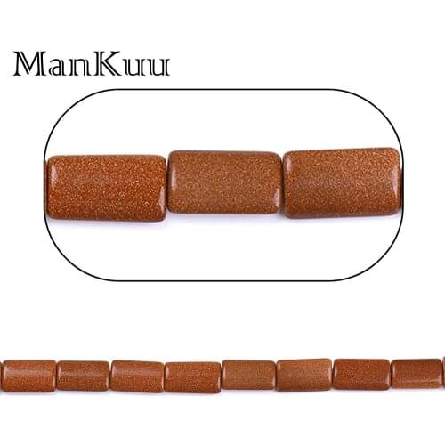 Mankuu 10*18/13*18/14*20/18*25/20*30mm Rectangle Gold Sand Stone Loose Beads Solid Strand Natural Stone Beads For Jewelry Making