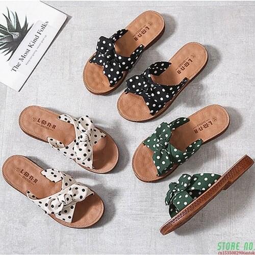 New Bow Slippers Sandals Women Slides Summer Tendon Bottom Flip Flops Sandals Summer Shoes Outdoor Beach Sandals Womens Shoes