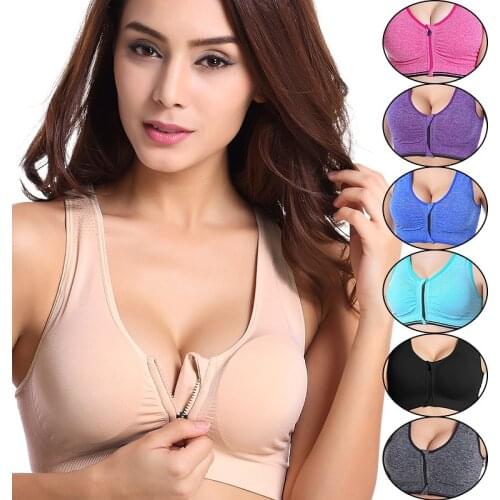 Sport Bras Push Up For Cup A-D Front Zipper Sport Bra Running Jogging Fitness Yoga Bra Breathable Shockproof Quick Dry Sport Top