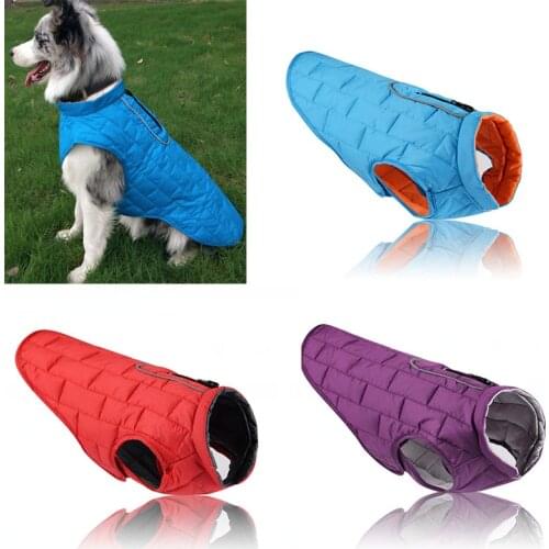 Warm Winter Dog Clothes Fashion Reflective Dog Waterproof Coat Cotton Vest For Small Medium Dogs Puppy Pet Clothing