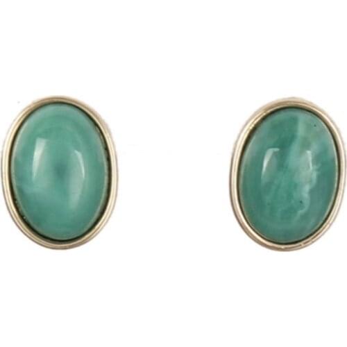 Trendy Light Yellow Gold Color Alloy Oval Shape Stud Earrings for Women Simple Style Jewelry