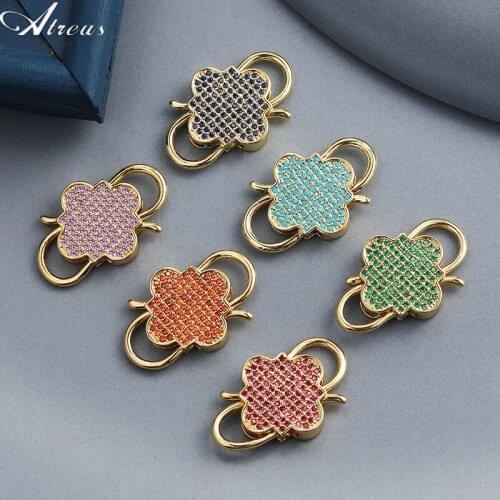 Wave Locket Handmade Screw Lock Clasps DIY Pendant Accessories Copper Micro Pave Zirconia Hooks Fastener Chains Jewlery Making