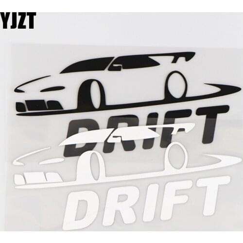 YJZT 17.5X8.1CM DRIFT Cartoon Pattern Vinyl Decal Personality Car Stickers Black/Silver 4C-0144