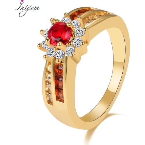 New Fashion Red Gemstone Rings Womens Rose Gold Color 925 Silver Jewelry Ring Wedding Anniversary Engagement Gifts Wholesale