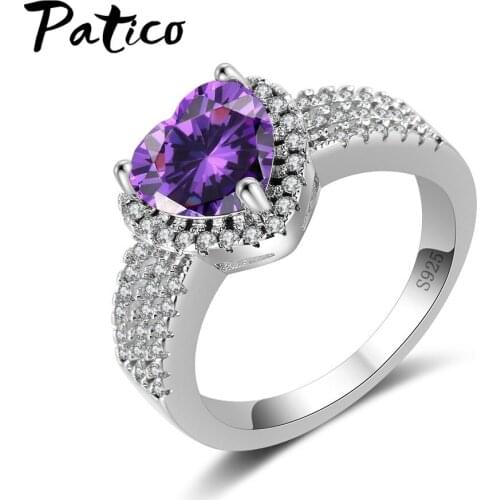925 Sterling Silver Heart Shape Female Rings for Lady Cubic Zirconia Classic Trendy Casual Jewelry for Party and Weddings