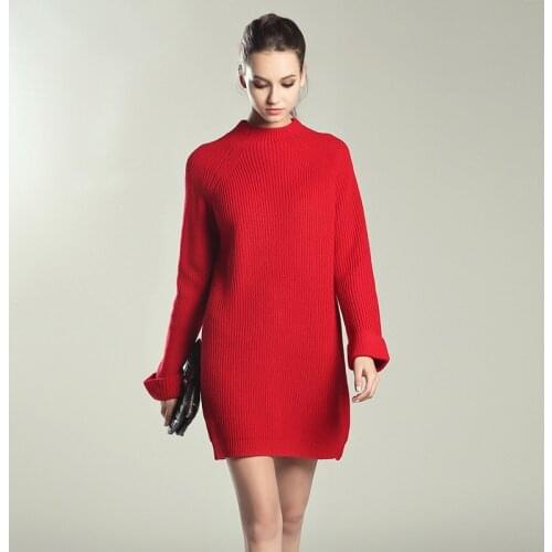 Wenfly Women Winter Knitting Pullover Sweater Dresses Loose O-neck Long Sleeve Korean Female Mini Dress Streetwear