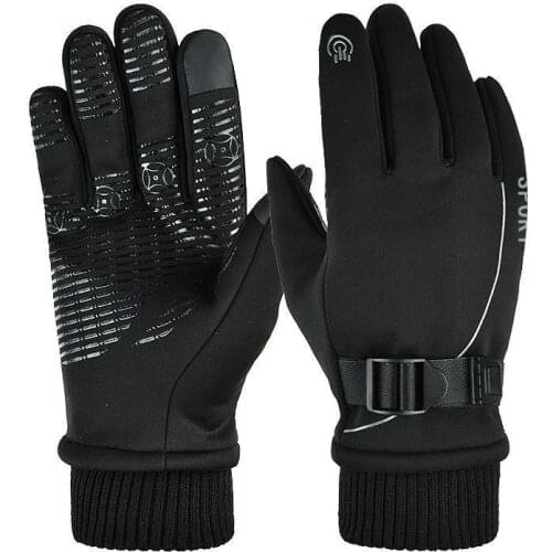 1 Pair of Warm Gloves Autumn and Winter Skiing Outdoor Cycling Non-slip Waterproof and Rainproof Fleece Gloves For Motorcycle