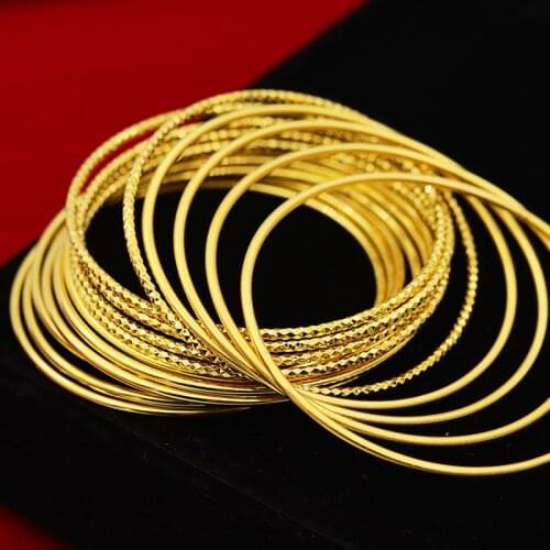 1Pcs Fashion 14k Gold Bracelet for Womens Wedding Engagement Jewelry Women Bracelet Yellow Gold Bangles Jewelry Birthday Gifts