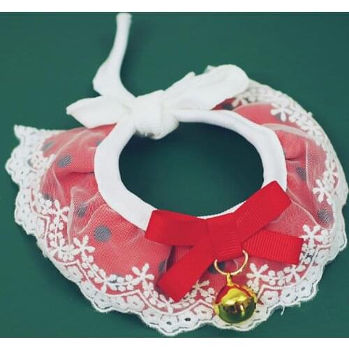 1PCS Christmas Pet Bandana Lace Cat Neckerchief Kitten Collar Scarf Cute Pet Scarf Ties Collar with Bell for Cat Dog Accessories