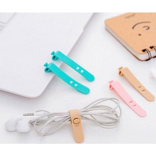 4 color / bag Silicone Strap Anti-lost Earphone Storage Data Soft Cable Tape Organizer Cable Winder R3L4