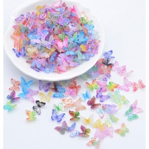 100Pcs NEW Mini Nail Art Butterful Cabochon Scrapbook Headwear Decoration Hair Clips Embellishments Accessories