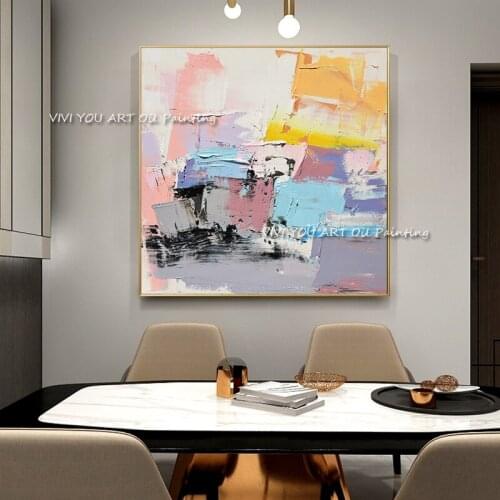 Abstract Colorful Thick Art 100% Handmade Oil Painting Canvas Wall Pictures Art Wall Artwork For Dining Room Decoration