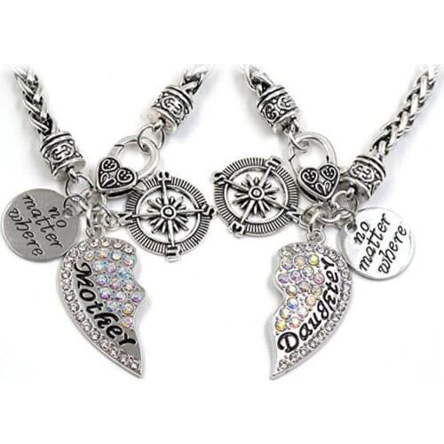 Crystal Pendant Bracelet Set for mother and daughter gift for Mothers Day(2 PCS)