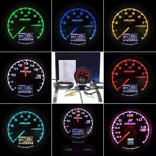 Car Turbo Pressure Gauge, LCD Digital Display Gauge, Available in 7 Colors, 62mm, 2.5 Inch Size GReddi Multi D / A Meter 1pc