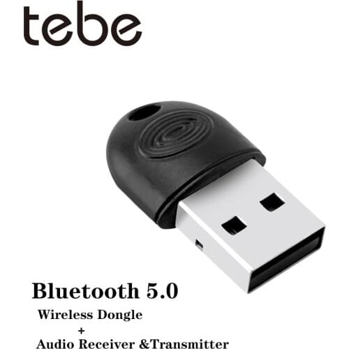 Tebe No Driver Mini USB Bluetooth 5.0 Dongle Adapter Wireless Music Audio Receiver Transmitter Adapter for PC Speaker Gamepad