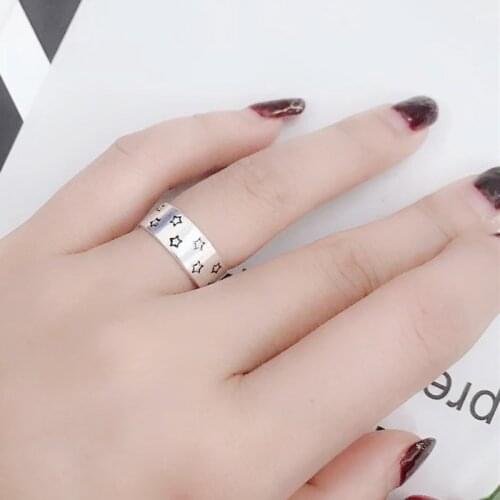 Bohemian Ethnic Silver Color Star Rings for Women Bridal Wedding Vintage Finger Rings Christmas Gifts