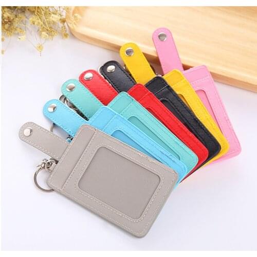 Candy Color PU Leather Card Cover Keychain Bus Card Pocket Keychains Mobile Phone Bag Car Pendant Key Ring Key Chain Jewelry