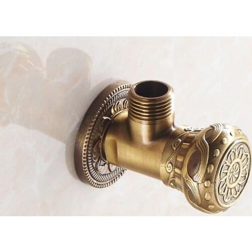 2015 Rushed Bronze Bidet Angle Valve European Antique Copper Relief Art All-copper Basin Sink Mixer Valve Triangle Common Cold