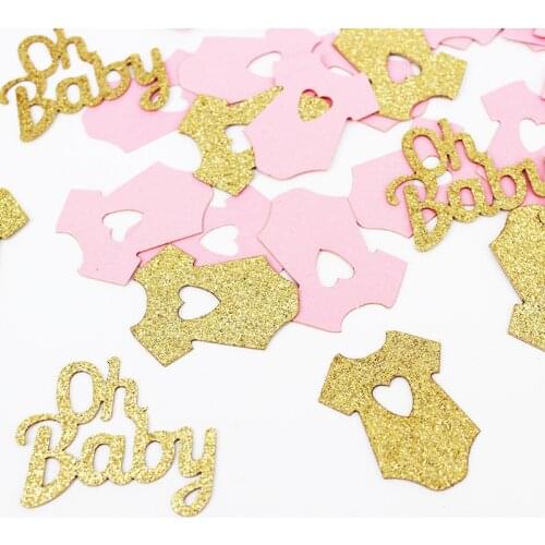 100pcs Oh Baby Small Clothes Paper Confetti Baby Sex Party Decoration Paper Scraps Gift Packaging DIY Supplies Baby Shower Decor