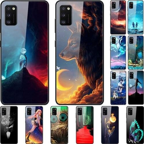 Case For Samsung Galaxy A41 Back Phone Cover Black Silicone Bumper With Tempered Glass Series 3