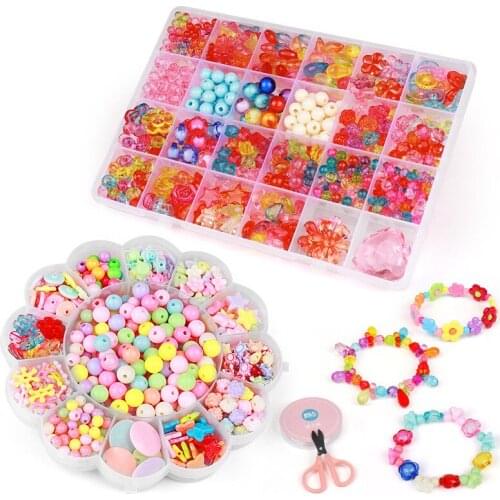 Children creative DIY beads toy with whole accessory set/ Kids girls handmade art craft educational toys for gifts and presents