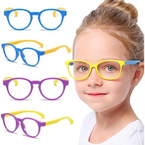 Kids Boys Girls Blue Light Blocking Glasses Silicone Frame Clear Lens Computer Glasses Video Gaming Children Safety Glasses