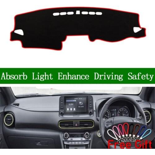 For Hyundai Encino Kauai Kona 2017 2018 2019 2020 Right Hand Drive Dashboard Cover Car Stickers Dash Mat Interior Accessories