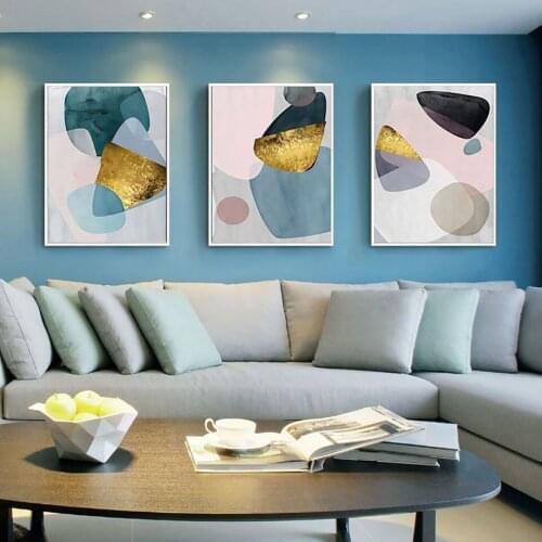 Geometric Poster moon Canvas Painting Abstra Shape Plant Wall Art Pictures For Living Room Modern Decorative Prins On The Wall