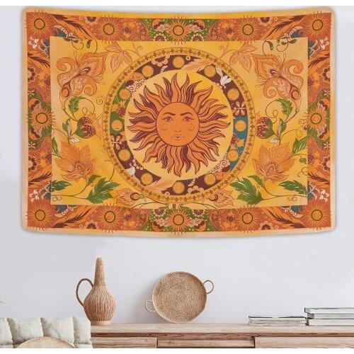 Burning Sun Tapestry Flower Vines Tapestries Vintage Floral Tapestry Mystic Tapestry Hippie Tapestry Wall Hanging Small Size