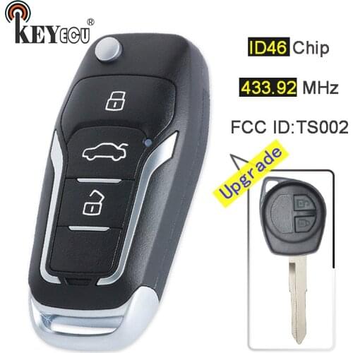 KEYECU 433.92MHz ID46 Chip FCC ID: TS002 Upgraded Flip Folding 2 Button Remote Key Fob for Suzuki Swift SX4 Vauxhall Agila b