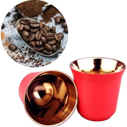 Espresso Mugs 80ml 160ml Stainless Steel Espresso Cups Insulated Tea Coffee Mugs Double Wall Cups Dishwasher Safe