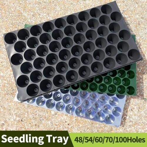 20pcs 48/54/60/70/100 Holes PVC Black Round Hole Seedling Tray Garden Nursery Pot Tray For Succulent Flower Vegetable Seed