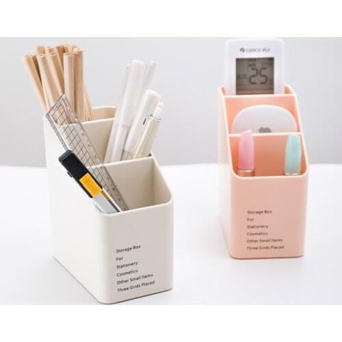Multi-function Plastic PP Desktop Storage Box Case 4 Grid Sub-grid Make Up Cosmetic Holder Desk Pen Pencil Organizer